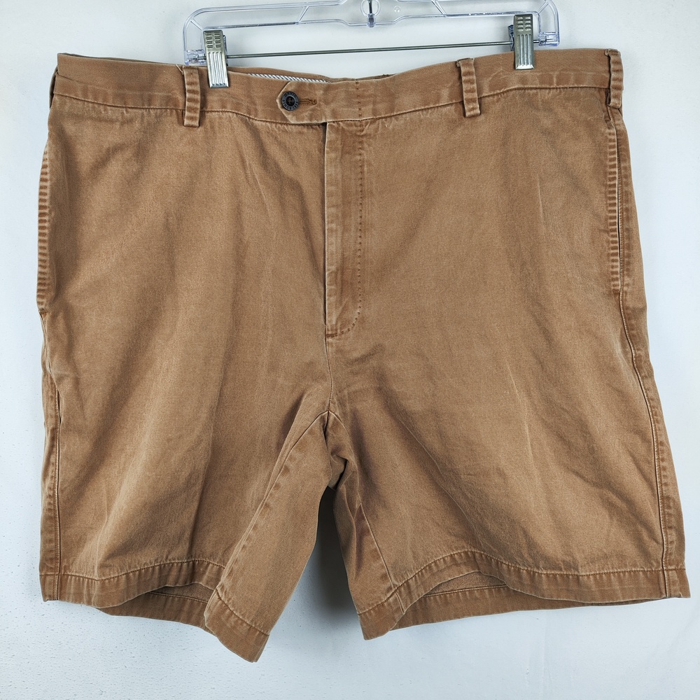 Orvis Shorts Mens 42 Beige Chino Pima Cotton Flat Front Casual Travel Summer